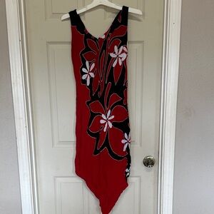 Red and Black Floral Dress